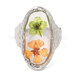 Ovales Epoxidharz mit Trockenblumen-Manschettenringen&nbsp;RJEW-G304-02P