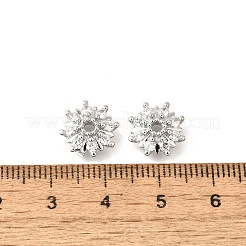 Perline di zirconia cubica trasparente in ottone a forma di fiore&nbsp;KK-V008-08B-P