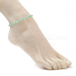 7 pièces 7 couleur bonbon couleur verre graine perlée bracelets de cheville extensibles ensemble pour les femmes&nbsp;AJEW-AN00530