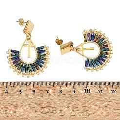Pendientes colgantes de aro de acero inoxidable 304 con cuentas de vidrio&nbsp;EJEW-MZ00824-01