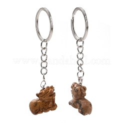 Löwe natürlicher Edelsteinschlüsselbund&nbsp;KEYC-G055-05P