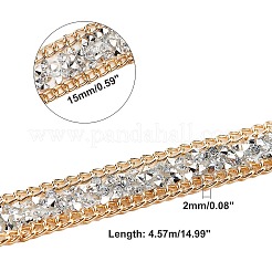 Chaîne en fer et chaîne à bonnets en strass à deux rangées ((adhésif thermofusible au dos)&nbsp;OCOR-WH0063-14