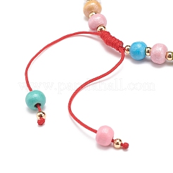 Bracelet en perles rondes tressées en bois naturel&nbsp;BJEW-JB08567