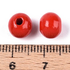 Sprühlackierte runde Perlen aus natürlichem Schima-Holz&nbsp;WOOD-A018-8mm-07