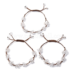 Braccialetti di perline intrecciate in cristallo di quarzo naturale regolabili per le donne&nbsp;BJEW-U035-02L