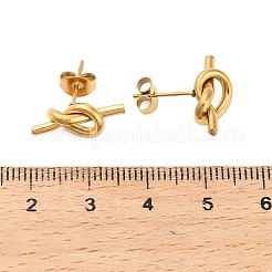Orecchini a bottone in acciaio inossidabile 304 con nodo&nbsp;EJEW-Z150-01G