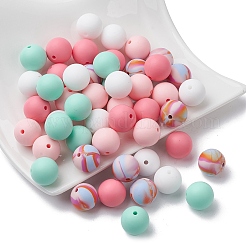 50 pièce de perles rondes en silicone de 5 styles&nbsp;SIL-YW0001-22