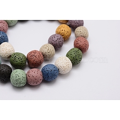 Brins de perles de pierre de lave naturelle&nbsp;G-L435-03-14mm