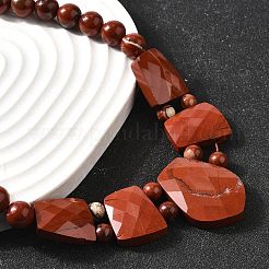 Colliers de perles graduées à facettes en jaspe rouge naturel pour femmes&nbsp;NJEW-B128-01O