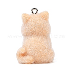 Pendentifs en résine opaque floquée à thème animalier&nbsp;RESI-H042-01P-03