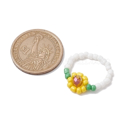 3 anello elasticizzato con perline di semi di vetro in stile 3 pezzi&nbsp;RJEW-JR00658-01