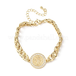 Messing-Gliederarmbänder mit Mikropflaster und klaren Zirkonia für Damen&nbsp;BJEW-G769-01G