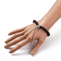 Fabrication de bracelets extensibles en bois de bijoux bouddhistes&nbsp;BJEW-JB05786-03