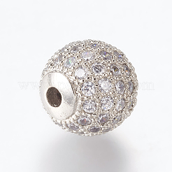 Perles de zircone cubique micro pave en Laiton&nbsp;ZIRC-E134-10mm-04P