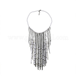 Boho-Halsketten mit Quasten aus Legierung und Imitationsperlen für Damen&nbsp;WGC8DB7-02