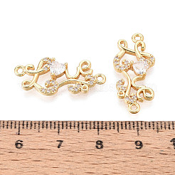 Messing Pavé klare Zirkonia Wort Liebe Verbinder/Connector Charms&nbsp;KK-T077-65G