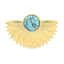 Anillos de brazalete de turquesa sintética de acero inoxidable 304 con revestimiento iónico (IP)&nbsp;G-Z056-07G-02