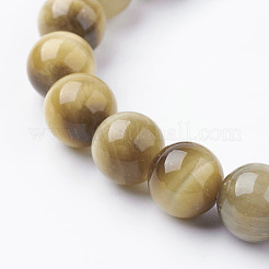 Hebras de cuentas de ojo de tigre de oro natural&nbsp;G-C076-10mm-1AA