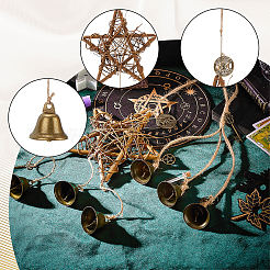 2 stücke 2 stil messing & eisen hexe glocken windspiele tür hängen anhänger dekoration&nbsp;AJEW-GA0005-69