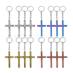 16 pz 4 colori portachiavi con ciondolo a croce in lega&nbsp;KEYC-PH01546