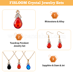 3 Set 3 Farben Strass Tropfenohrringe & Halskette&nbsp;SJEW-FI0001-27