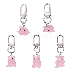 5 pz. Decorazione pendente a forma di maiale in resina traslucida luminosa&nbsp;HJEW-JM03747