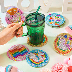 DIY-Diamantmalerei-Regenbogen-Motiv-Tassenmatten-Set&nbsp;DIAM-TAC0001-02