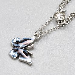 Schmetterlings-Fußkettchen aus Eisen und Emaille für Damen&nbsp;AJEW-WH0455-109P-02