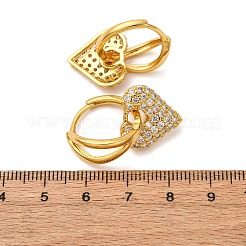 Orecchini a cerchio in ottone con zirconi cubici chiari micro pavè&nbsp;EJEW-D322-08G