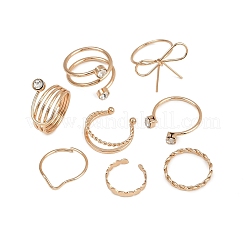 8 Stück Messing-Strass-Fingermanschettenringe-Set&nbsp;RJEW-P157-01G