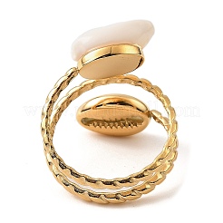 Offene Manschettenringe aus 304er Edelstahl mit Muscheln für Damen&nbsp;STAS-Z101-04G