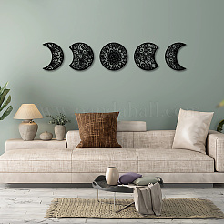 Decoración colgante de fase lunar de madera&nbsp;HJEW-WH20013-004