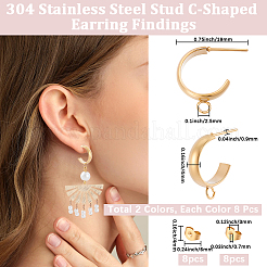16 pieza de accesorios para pendientes de acero inoxidable 304&nbsp;STAS-BBC0010-20B