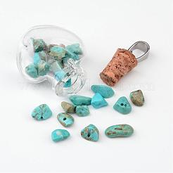 Herzglasflasche mit natürlichem & synthetischem Mischstein in Anhängern&nbsp;PALLOY-JF00172