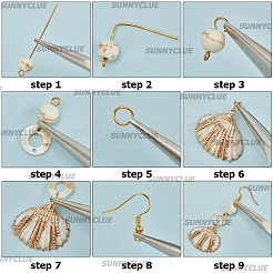 DIY-Set zur Herstellung baumelnder Ohrringe aus natürlicher Muschel&nbsp;DIY-SC0025-14
