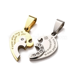 Pendentifs fendus en strass en acier inoxydable 304&nbsp;STAS-F368-17GP