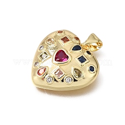 Pendentifs en laiton sertis de micro-pavés de zirconiums cubiques colorés pour la Saint-Valentin&nbsp;CU-E002-08A-G