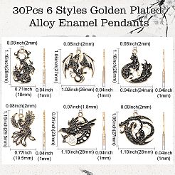 30pcs 6 Arten vergoldete Legierung Emaille-Anhänger&nbsp;ENAM-CJ0006-36