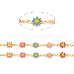Gänseblümchen-Blumen- und ovale Gliederketten aus Messing&nbsp;CHC-I035-13G-08