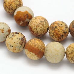 Rotondi smerigliato perle naturali immagine diaspro fili&nbsp;G-N0166-46-4mm