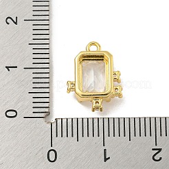 Ciondoli rettangolari con micro pavé di zirconi cubici in ottone placcato a cremagliera&nbsp;KK-P277-23G-01