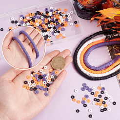 4 Strang 4 Farben flache runde handgemachte Polymer Clay Perlen&nbsp;CLAY-PH0001-99
