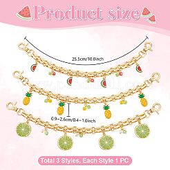 3 pièce 3 styles alliage émail fruit charme fer sac chaînes décoratives&nbsp;HJEW-PH02185