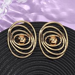 Pendientes ovalados de acero inoxidable 304&nbsp;EJEW-L304-08G
