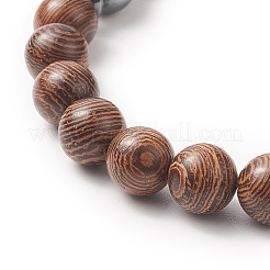Bracelet extensible en pierres précieuses et perles de bois naturel pour hommes et femmes&nbsp;BJEW-JB09295