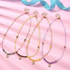 Collana con pendente a forma di luna in ottone con micro pavé di zirconi cubici&nbsp;NJEW-JN04424