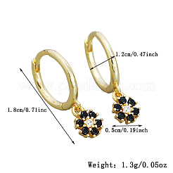 925 orecchini a cerchio in argento sterling con zirconi cubici micro pavé a forma di fiore&nbsp;OO2534-3
