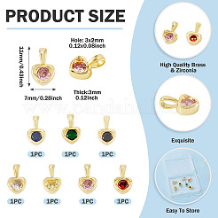 7 pièce 7 couleurs en laiton avec breloques en zircone cubique&nbsp;KK-TA0008-37