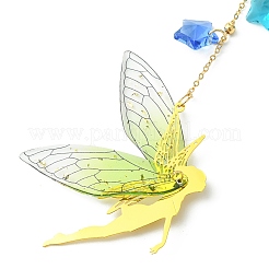 Décoration pendentif fée en laiton et résine époxy transparente&nbsp;HJEW-JM02635-01