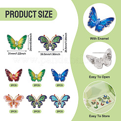 12 pièce 6 styles d'épingles en émail papillon&nbsp;JEWB-TA0001-23
